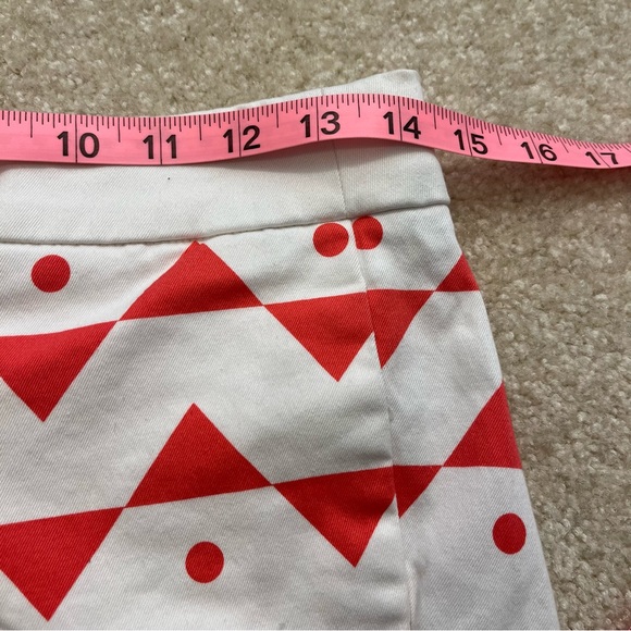 J Crew Shorts Womens 00 White Red Geometric Printed Chino Stretch Cotton Blend - Picture 6 of 10